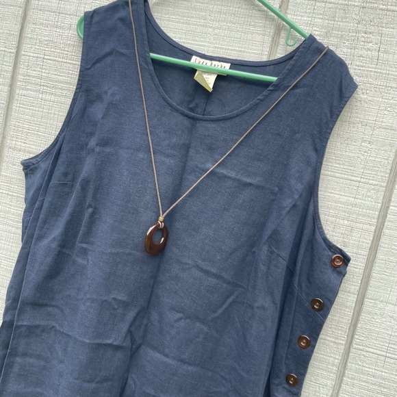 Lady Dorby Linen Dress Sleeveless Casual Button Accent Plus Size 20W‎ - Picture 1 of 4